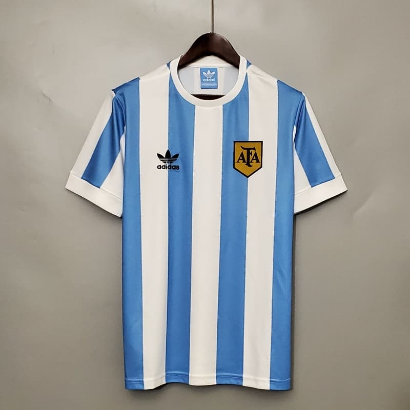 Argentina Blue & White Home Retro Football Shirt 1978