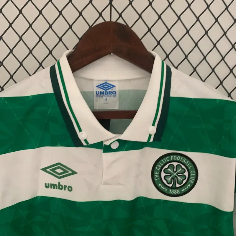 Celtic FC Green Hoops Retro Home Football Shirt - 1989