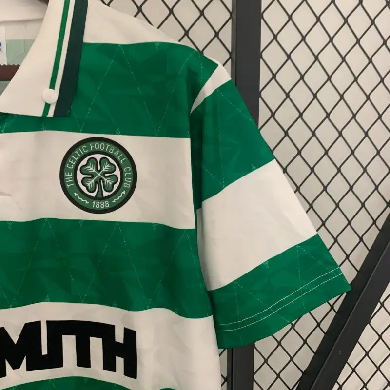 Celtic FC Green Hoops Retro Home Football Shirt - 1989