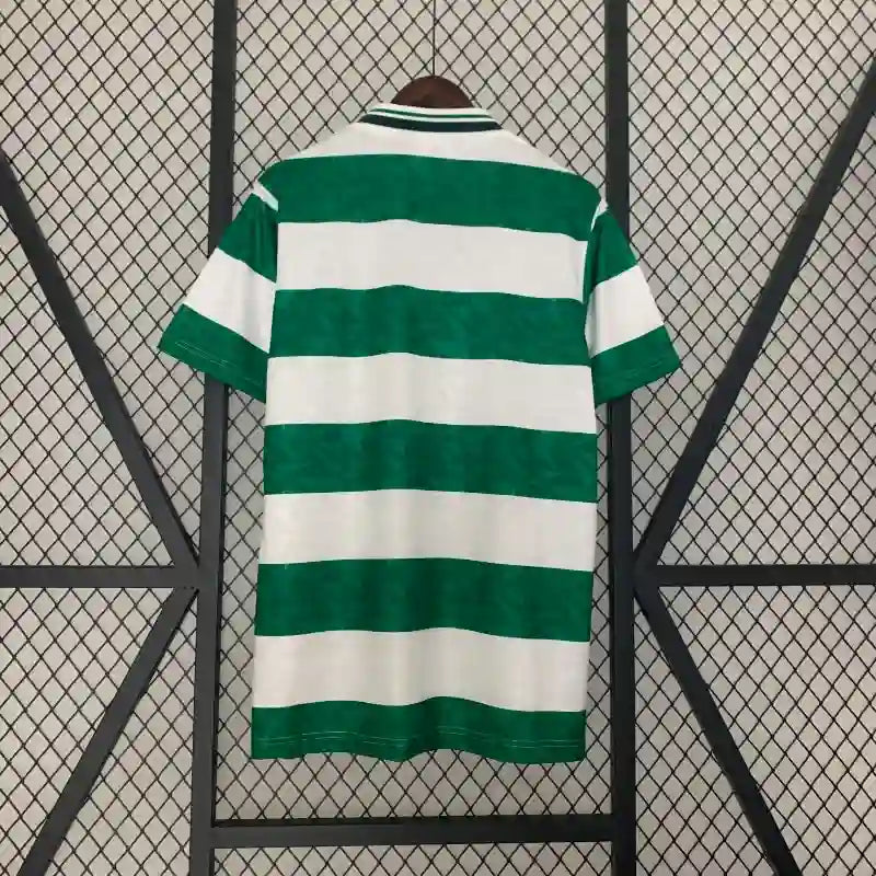 Celtic FC Green Hoops Retro Home Football Shirt - 1989