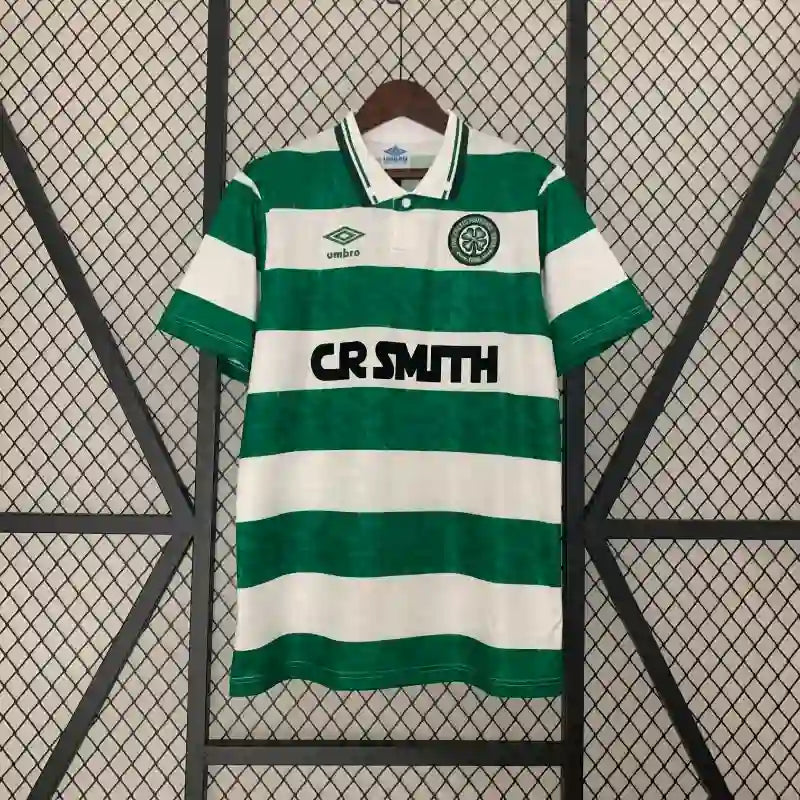 Celtic FC Green Hoops Retro Home Football Shirt - 1989