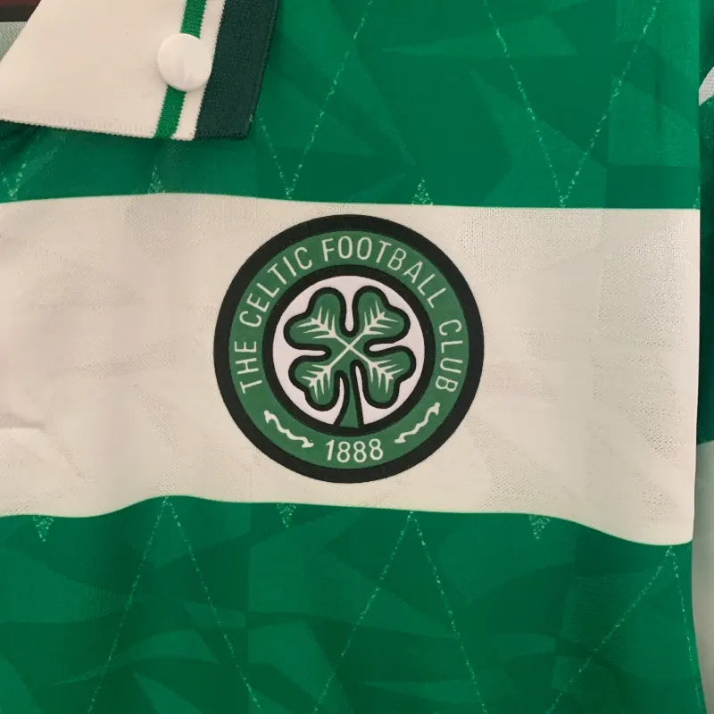 Celtic FC Green Hoops Retro Home Football Shirt - 1989