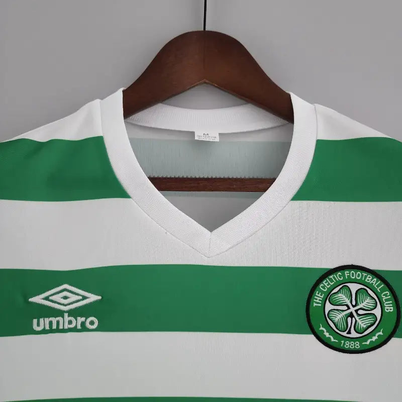 Celtic FC Green Hoops Retro Home Football Shirt - 1980