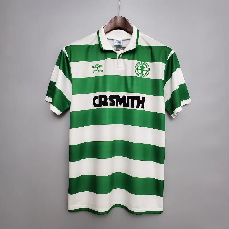 Celtic FC Green Hoops Retro Home Football Shirt - 1987