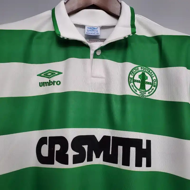 Celtic FC Green Hoops Retro Home Football Shirt - 1987